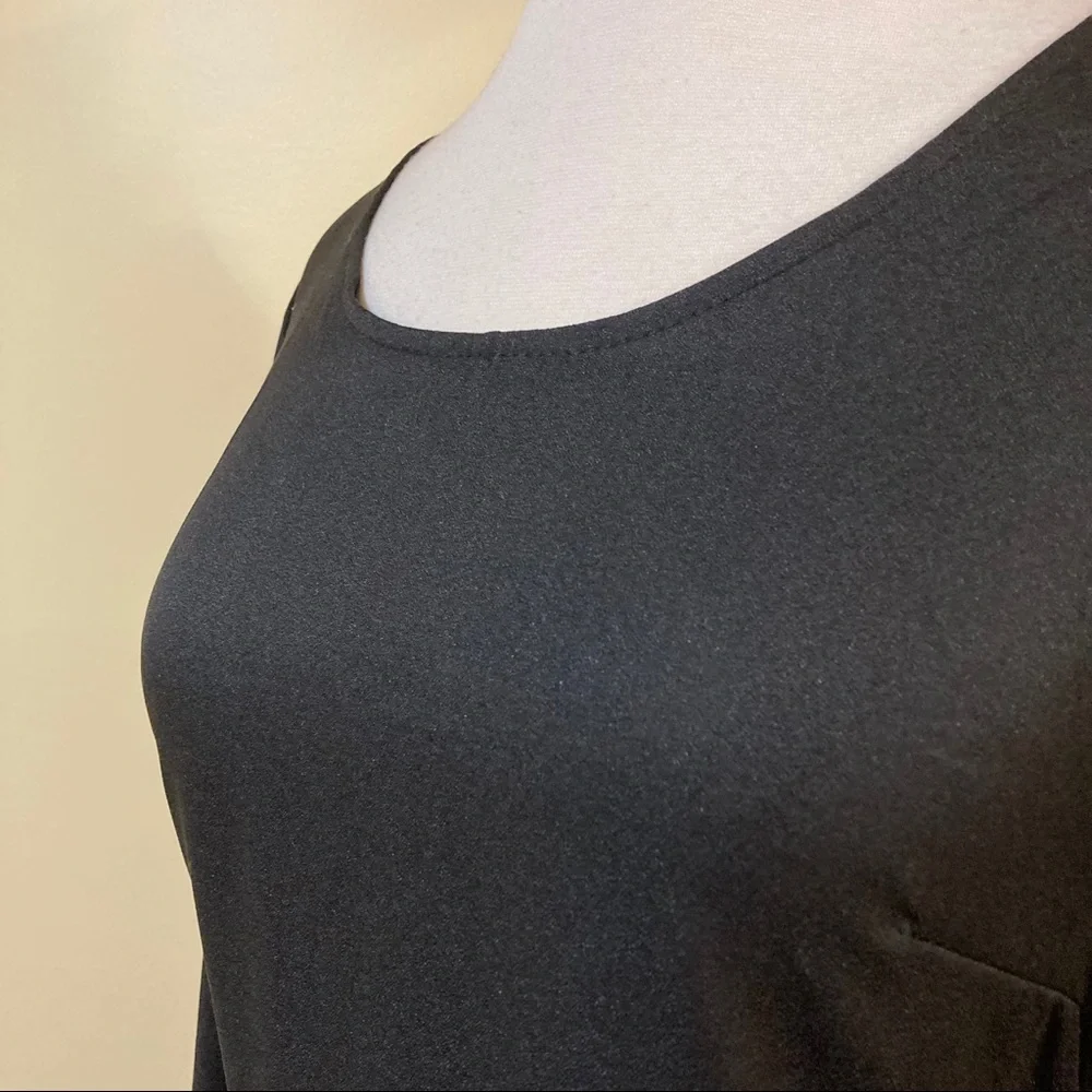 Bell Sleeve Backless Crochet Lace Trim Dress Black - Picture 3 of 6